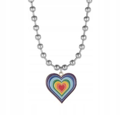 Rainbow Heart Necklace Lgbt Pride Colorful 485