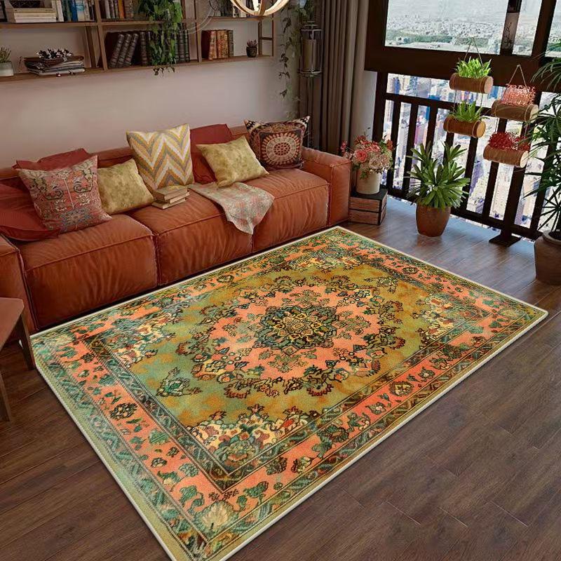 Retro Persian Living Room Rugs Decoration Bedroom Floor Mats Customizable Anti Slip Washable Short Velvet Office Carpet Lounge