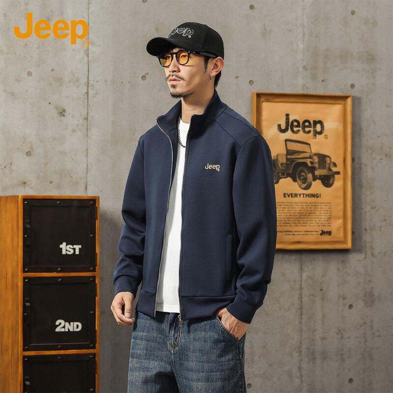JEEP Men s Casual Stand Collar Zip-Up Sweatshirt M