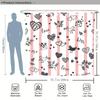 1pc Romantic Valentine's Day Pink Striped Cartoon Pattern Digital Print Shower Curtain, Bathroom Decor with Free Hooks, Machine