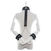 BDSM PU Leather Neck To Wrist Restraint Set Back Bind Bondage Harness Choker Collar with Handcuffs Slave Role Play Adult Sex Toy