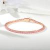A copper inlaid 18k gold rose gold pink white zircon diamond tennis bracelet