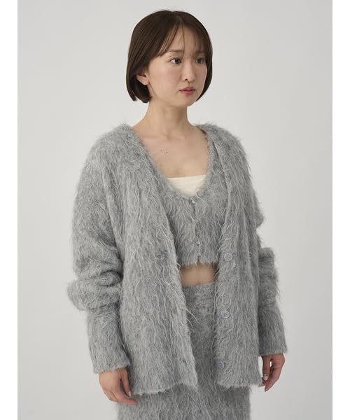Emi Shaggy Knit Cardigan 13WND254038GRYF