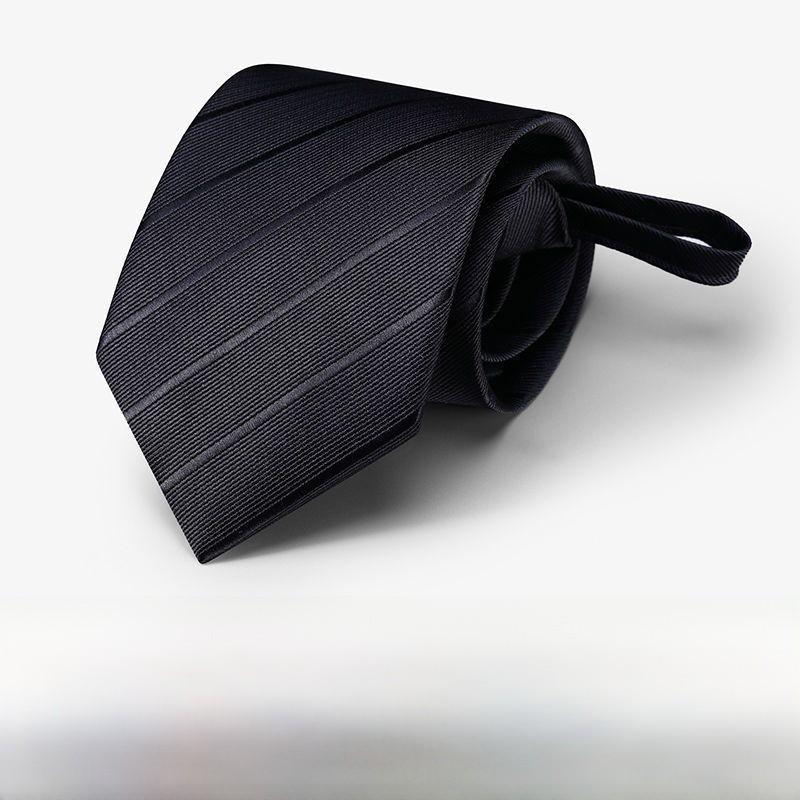 Polyester Striped Tie For Men Business Formal Wear With Zipper Closure For Office And Wedding