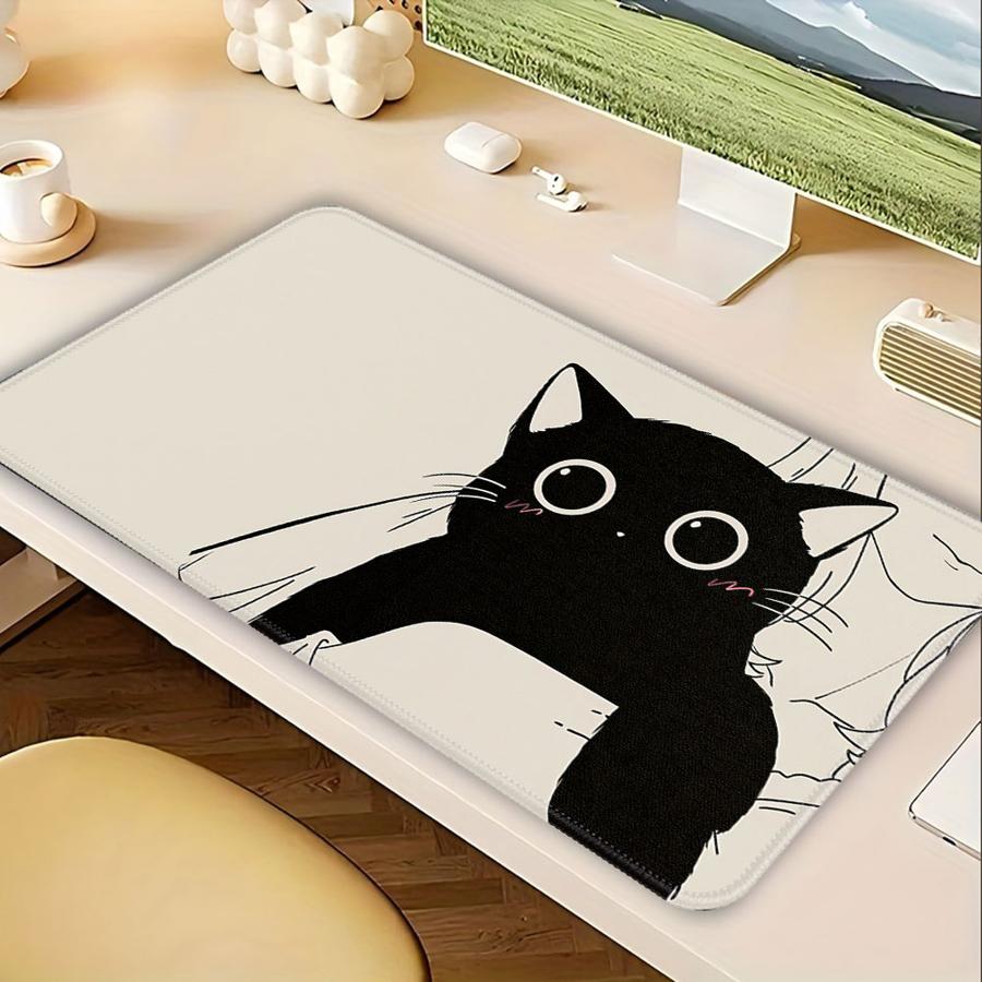 

rubber Mouse Pad Computer Laptop Pad office Pad Game Console Pad Desk accessories Keyboard Mouse Pad Black Cute Cat 220x180x2mm
