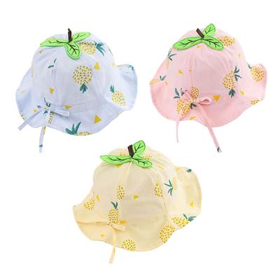 Children's Cute All-match Pineapple Print Bow Breathable Sunscreen Basin Hat