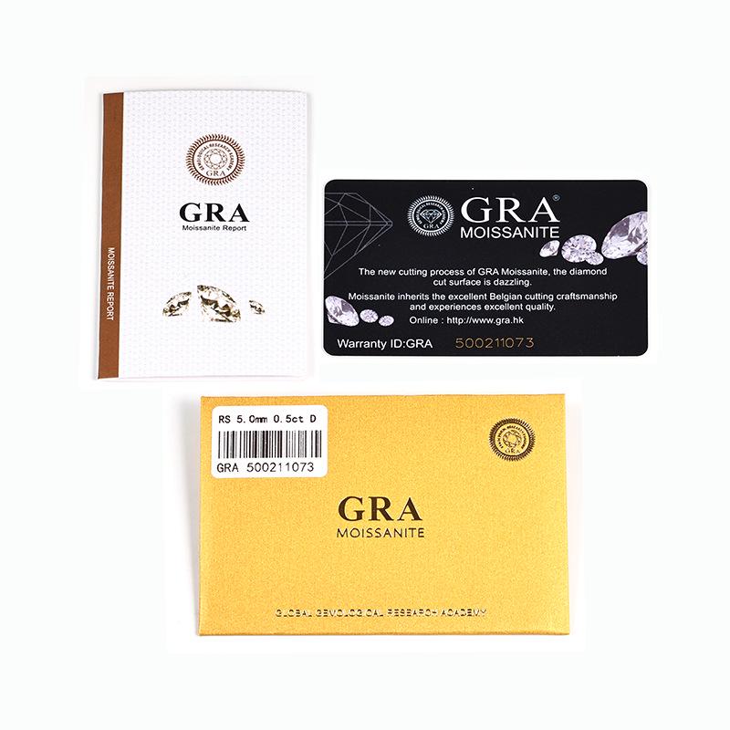 GRA Moissanite Certificate: Multi-Size Options for 0.5, 1, and 2 Carats for E-Commerce Use