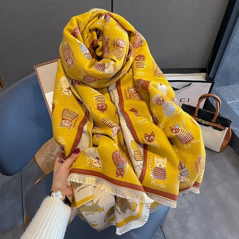 

Шарф из искусственного кашемира, женский зимний модный утолщенный теплый шарф для защиты от холода, шарф-шаль для кондиционера 65*188cm