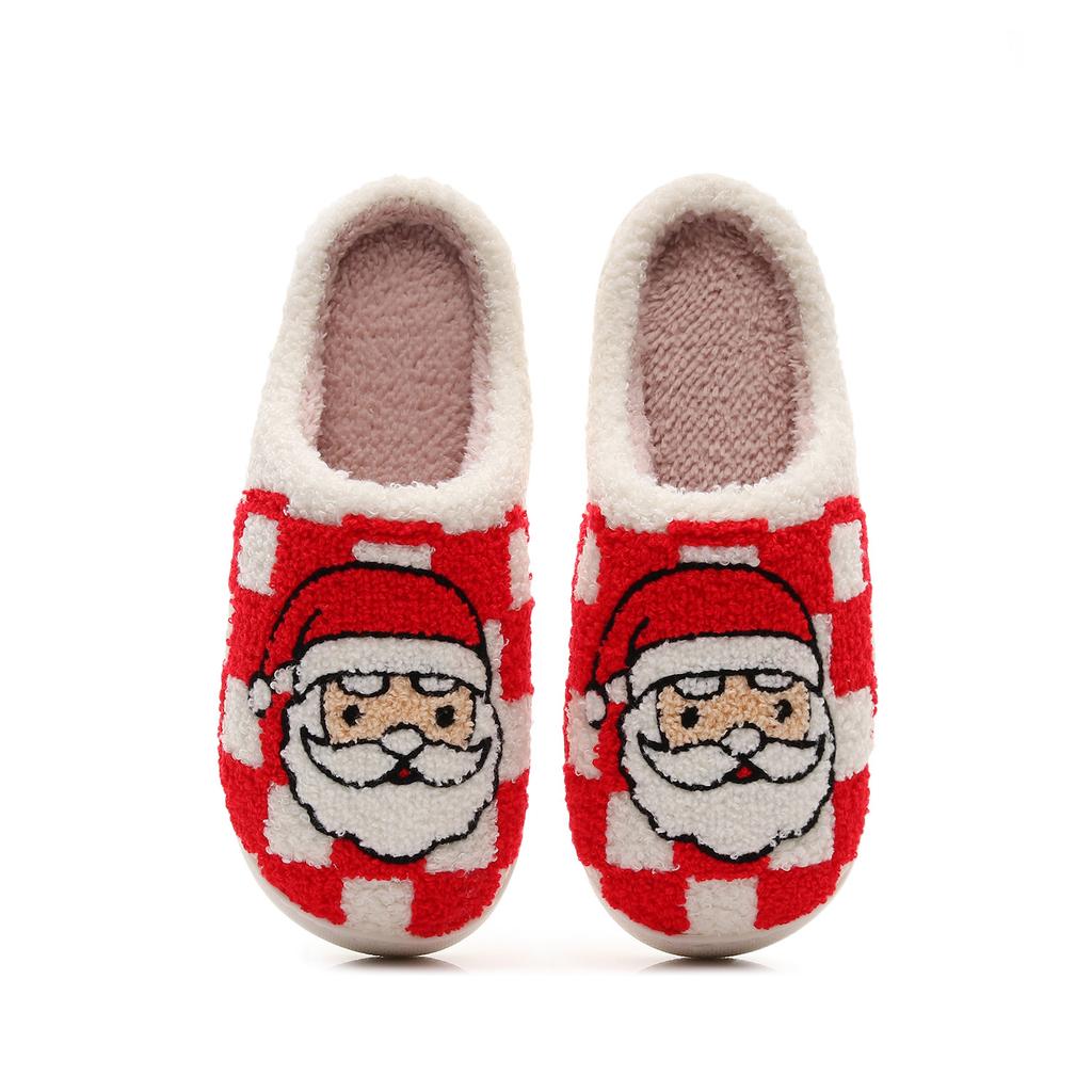 Mode Damen Weihnachtsmann Baumwollpantoffeln Neue Niedliche Cartoon Anti-Rutsch Winter Warme Baumwollpantoffeln Damen Indoor Zuhause Boden Flauschige Pantoletten