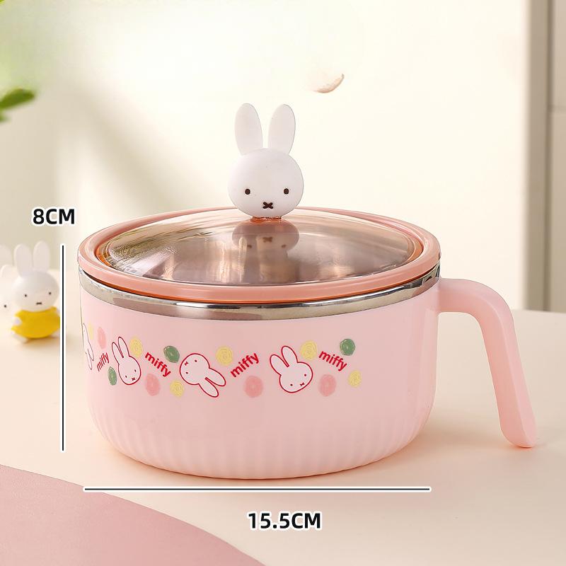 Круглая миска для лапши быстрого приготовления с крышкой студенческая миска для риса мультяшная милая портативная миска для фаст-фуда ланч-бокс розовый 1619₽