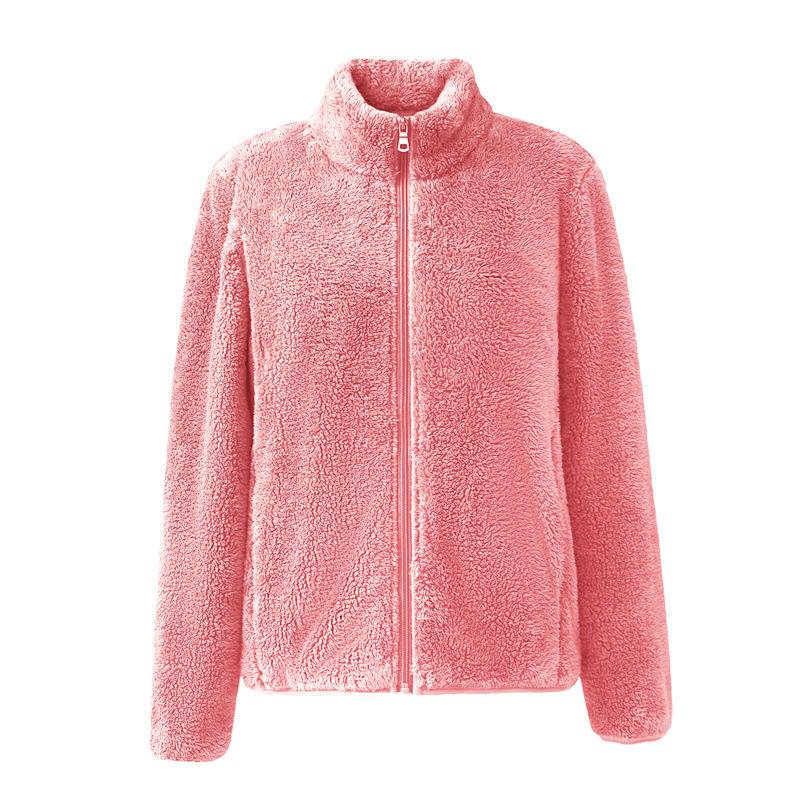 Autumn and Winter Thickened Double-sided Coral Fleece Jacket Women's Fleece Warm Fleece Flannel Long-sleeved Large-size Plush Liner