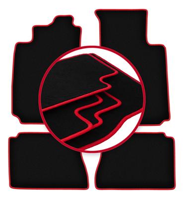Velour Floor Mats with Red Edge For: Renault Megane I Sedan, Classic, Hatchback, Grand Tourer, Station Wagon (1995-2002)
