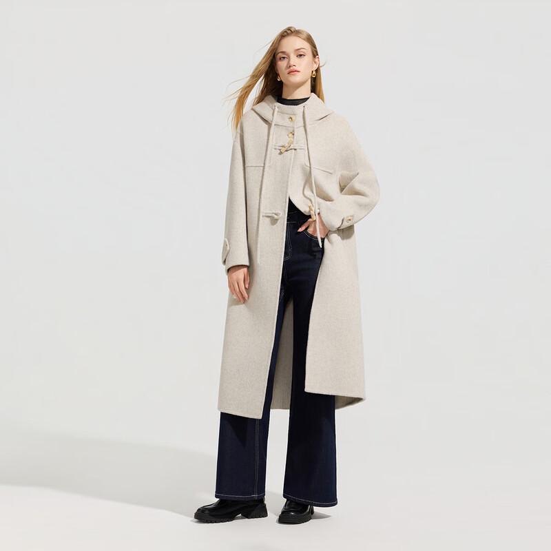 Women's Hooded Wool Blend Double-Sided Long Coat
