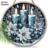 Flat Blue Wooden Christmas Plaque for Wall Front Door Home Decor