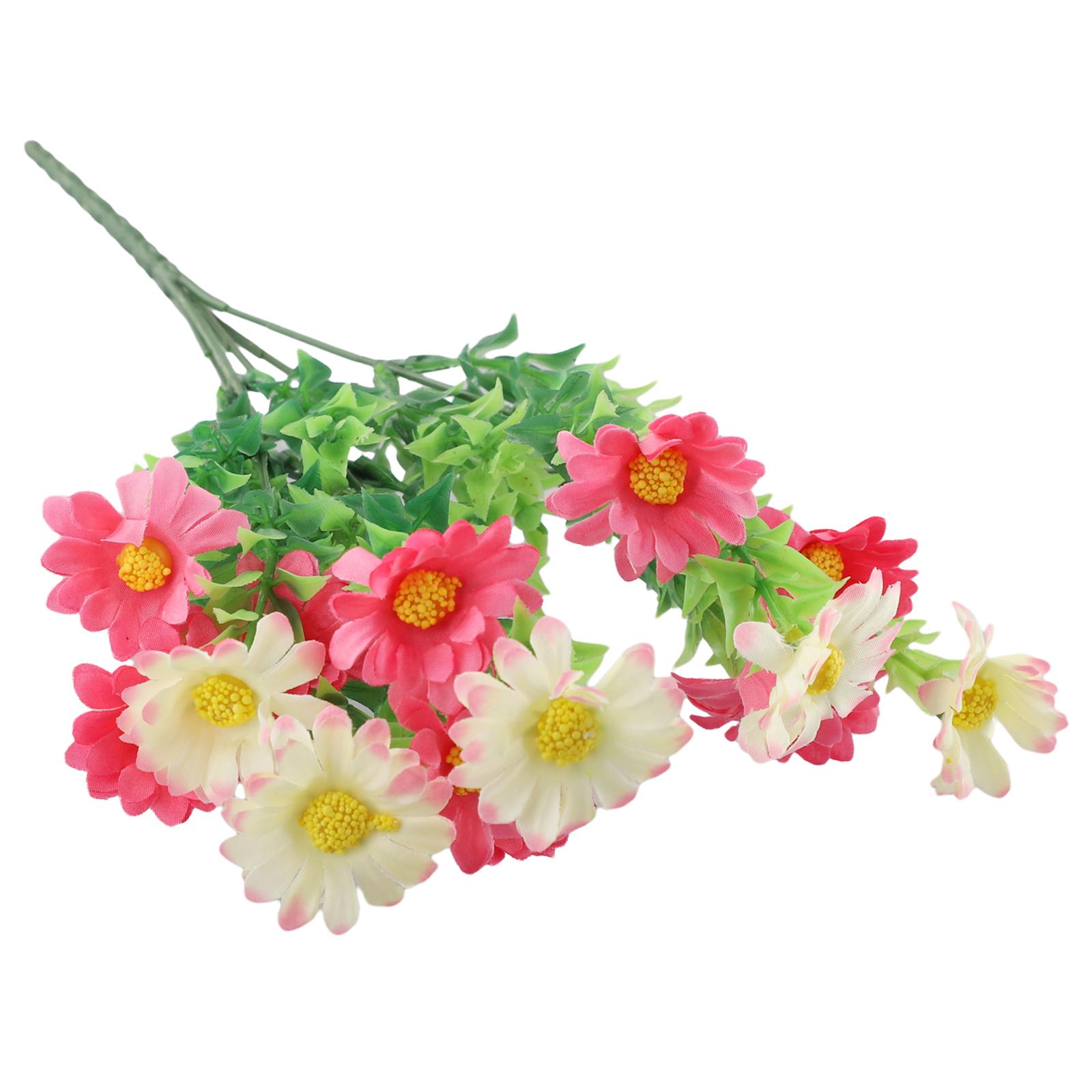 

Штучні квіти з 15 головок, пластикові підроблені шовкові ромашки, весільний букет квітів, прикраса вечірки в саду рожевий червоний колір
