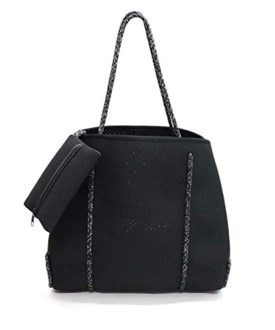 DONOBAN Women s Travel Tote Bag, Large Capacity, Lightweight Neoprene Tote Bag FREE Black