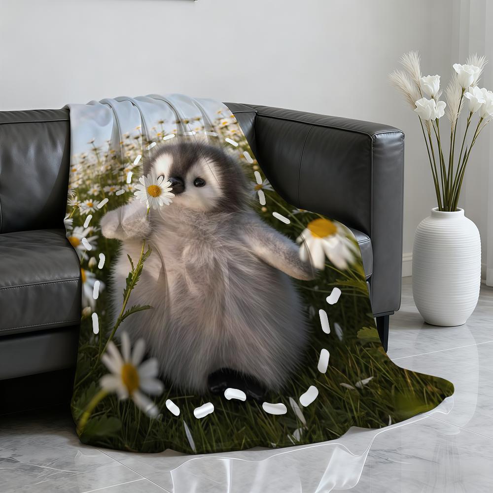 Cute Penguin Kawaii Blanket Soft Throw Blanket for Home Bedroom Bed Sofa Picnic Travel Office Rest Cover Blanket Gift