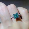 Rose Gold Princess Cut Green Moissanite Ring with AU750 Rose Gold Plating and Certificate