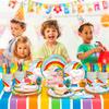 141pcs Rainbow Party Supplies,Rainbow Party Tableware Set - Rainbow Plates Cups Napkins Table Cloths for Baby Shower, Rainbow Birthday Party Supplies