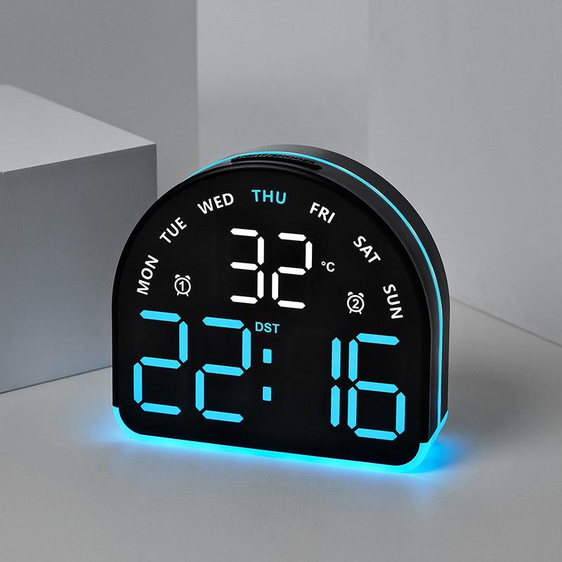 Digital Led Alarm Clock With Temperature And Humidity Display For Home Office Decor