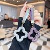 Voller Diamant Blume Kleeblatt Schlüsselanhänger mit Seil - Koreanischer Stil