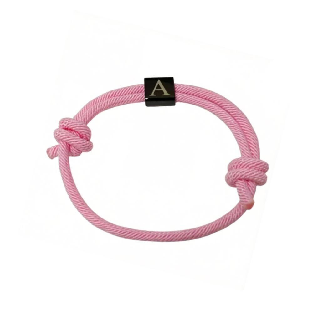 Hand-woven Milan Rope Bracelet Stainless Steel Square 26 English Letter Engraving Black Milan Rope Letter Bracelet