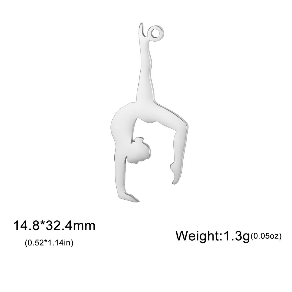 Teamer 5pcs/lot DIY Gymnast Sporter Charms Stainless Steel Gymnastics Dancer for Necklcae Bracelets Keychain Jewelry Making Gift
