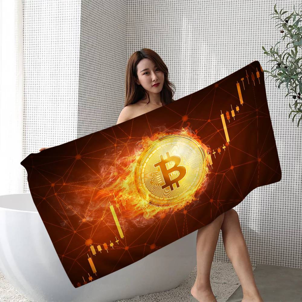Funny Bitcoin Microfiber Printed Beach Towel Mountain Climbing Yoga Beach Swimming Running Absorbent Soft Towel