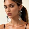 European and American Exquisite Light Luxury Exaggerated Fringed Long Temperament Alloy Full Diamond Super Flash Five-pointed Star Splicing Earrings