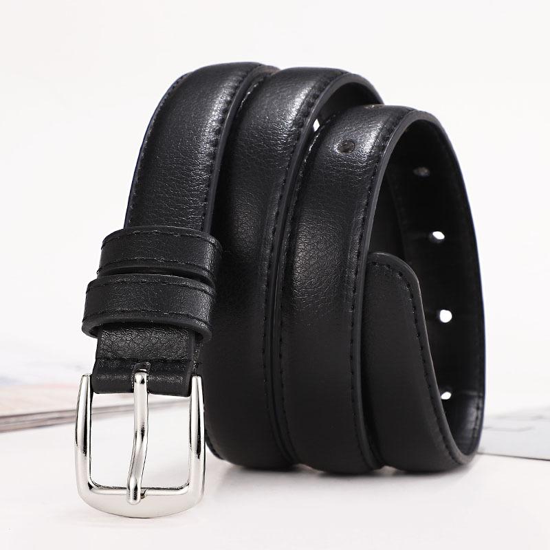 Casual Versatile Simple Belt Pin Buckle Metal Fashion Denim Ladies Belt Decorative Dress Jeans Belt чёрный