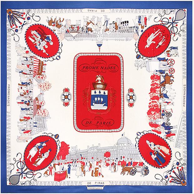 Sosire Nouă Brand Șal 100% Mătase Diagonală Eșarfă Lucrând în Paris Eșarfe Pătrate 130cm Bandană Imprimată Bandană Femeie Bandană pentru Cap Hijab