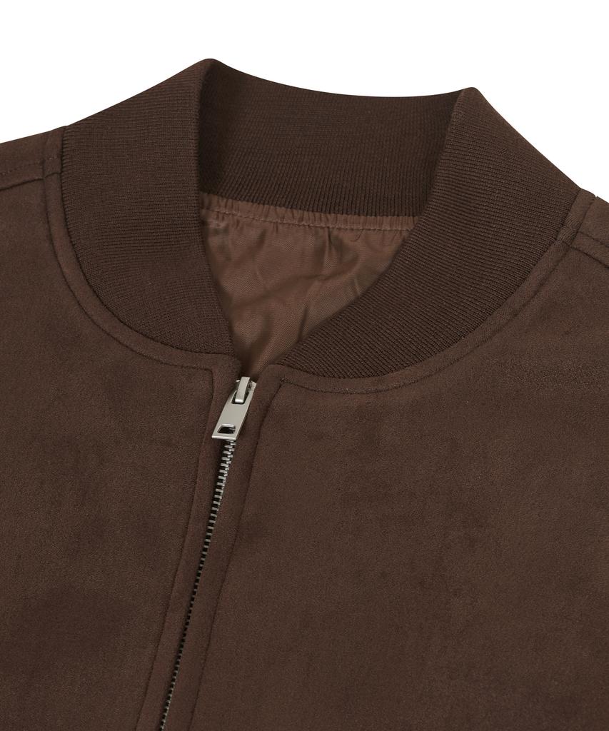 Standarderror 87-Stan059 Minimal Two-Way Suede Blouson Jacket Brown