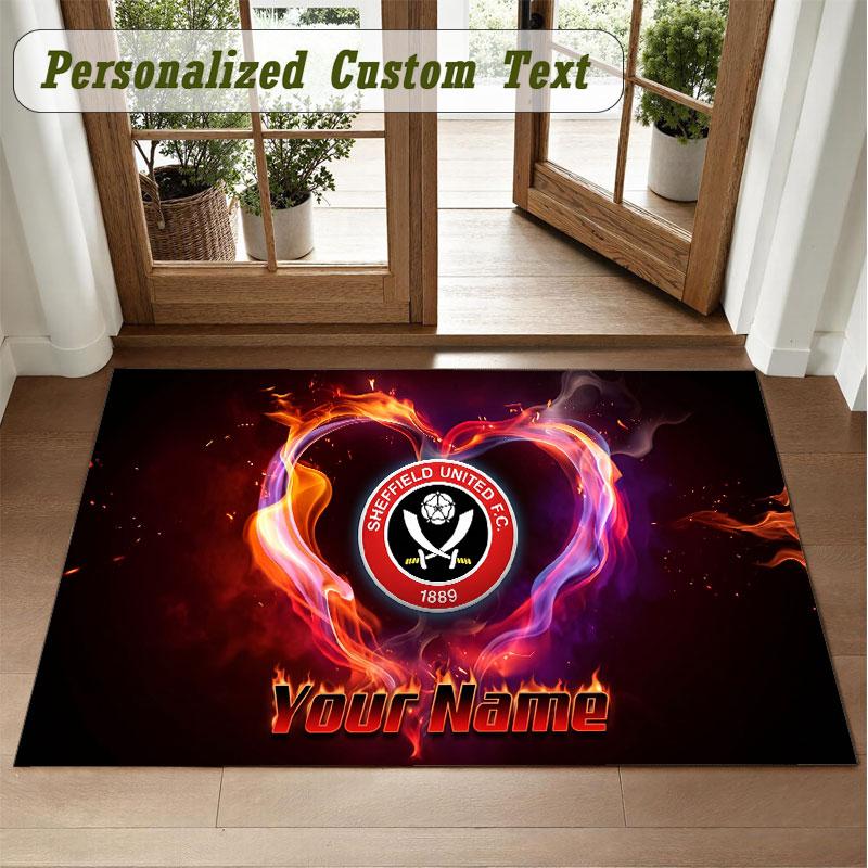 Crystal Velvet Square Rug Custom NameSheffield United FC Pattern Non Slip Home Floor Decor Rug