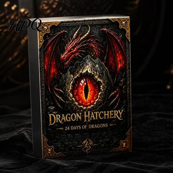 Dragon Themed Desk Decor Advent Calendar with 24 Acrylic Ornaments 2D Hatchery Fantasy Box Countdown Set Figurines