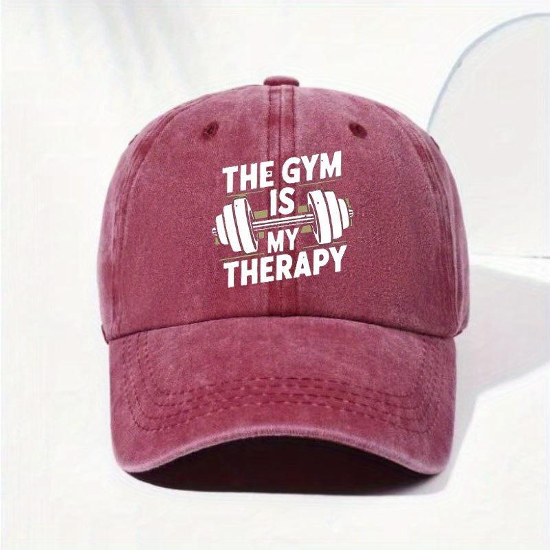 Mens Retro Fitness Baseball Cap Adjustable Dad Hat with The Gym Is My Graphic Durable NonStretch Fabric