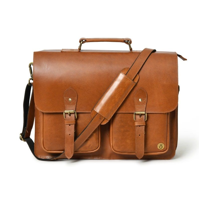 Leather Messenger Bag: Laptop Crossbody Satchel