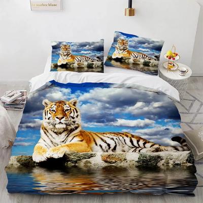 Set Biancheria da Letto Tigre, Copripiumino Federa con Stampa Animale, Decorazione Camera da Letto Casa, Set Piumone Regalo per Ragazzo Adulto 2/3pz