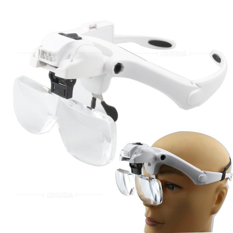 1.2X 1.8X 2.5X 3.5X 4.5X Double Eye Led Lamp Magnifier Spectacles Glasses Magnifier Loupe Watch Jewellery Measurement Glasses