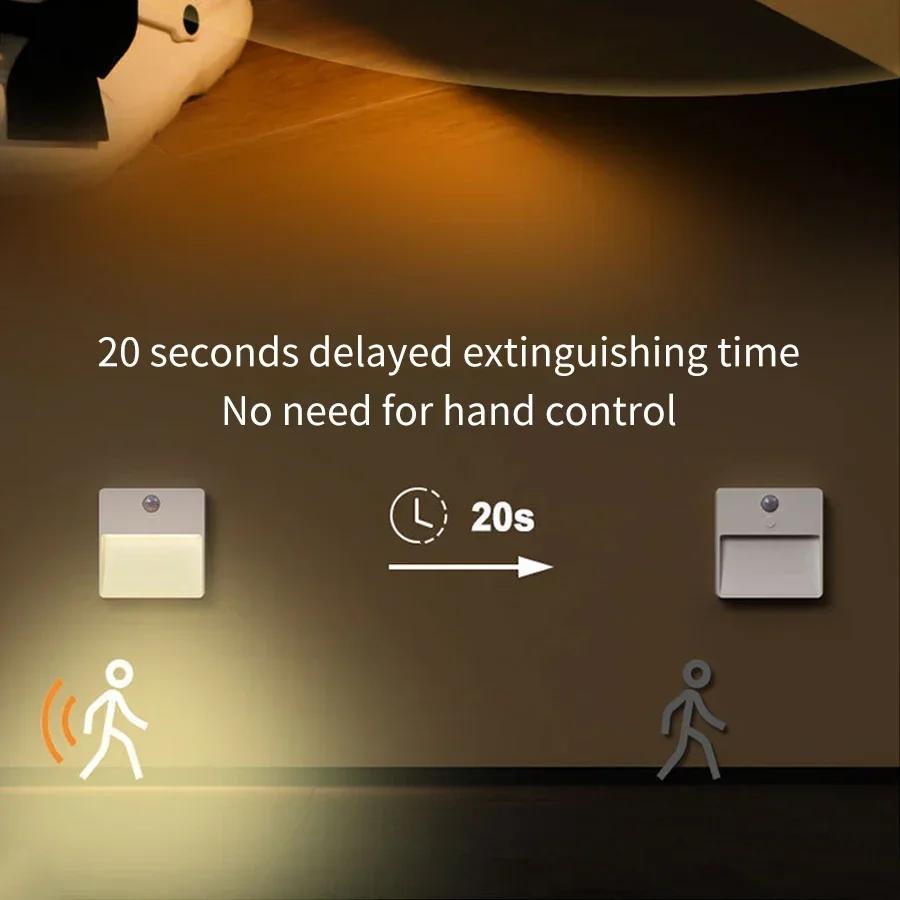 Motion Sensor LED Night Light RGB Rechargeable Wireless Cabinet Lamp For Bedroom Staircase Aisle Closet Induction Lighting