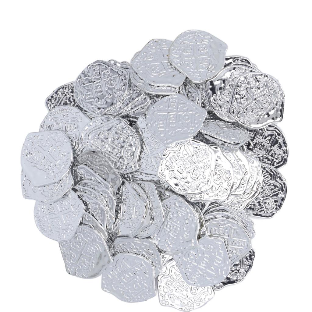 100pcs Pirate Coins Decor High Simulation Special Patterns Festival Decorative Coins for Halloween
