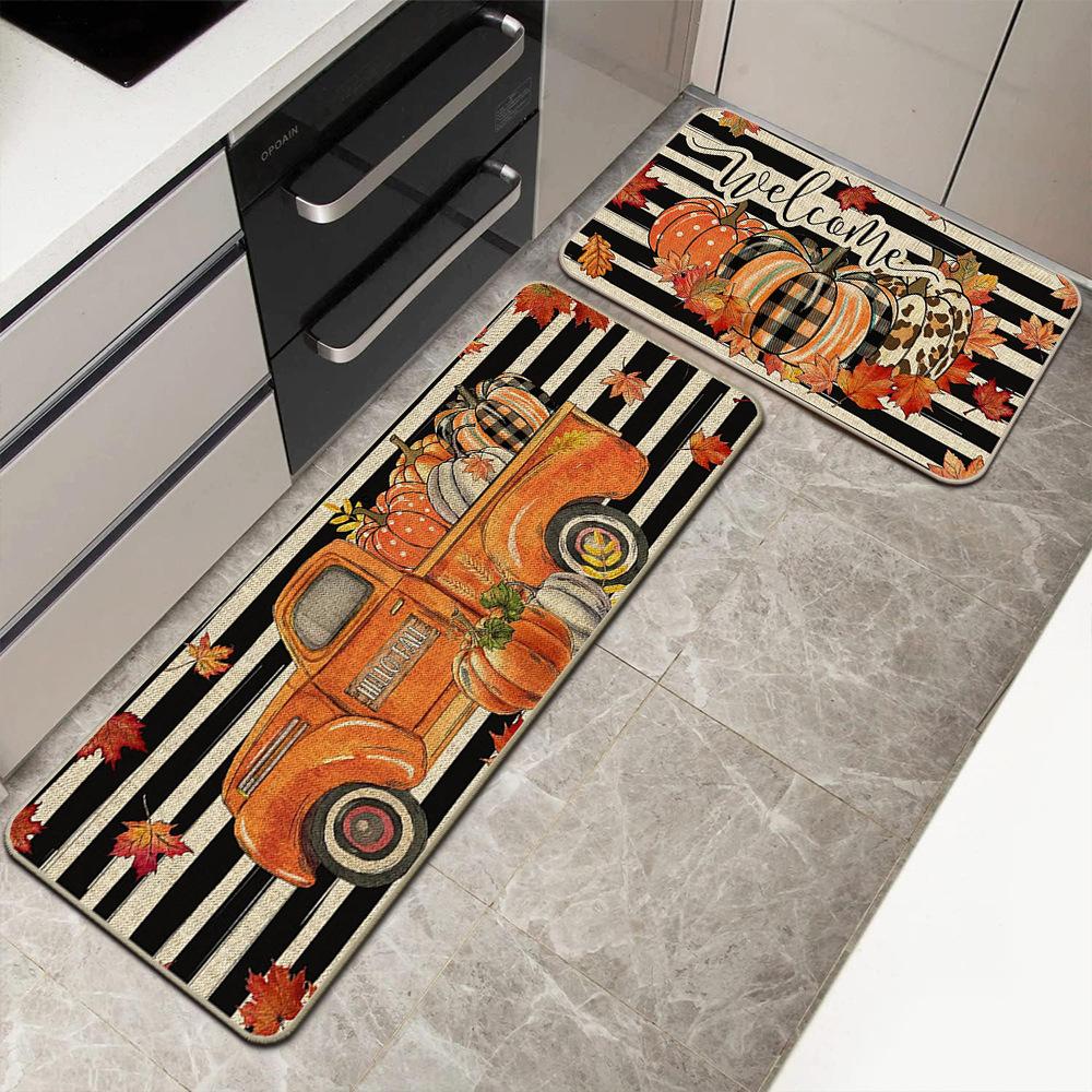 2pcs Thanksgiving Kitchen Floor MATS, Entrance Door Mats, Corridor Laundry Room Long Carpet, Home Decoration