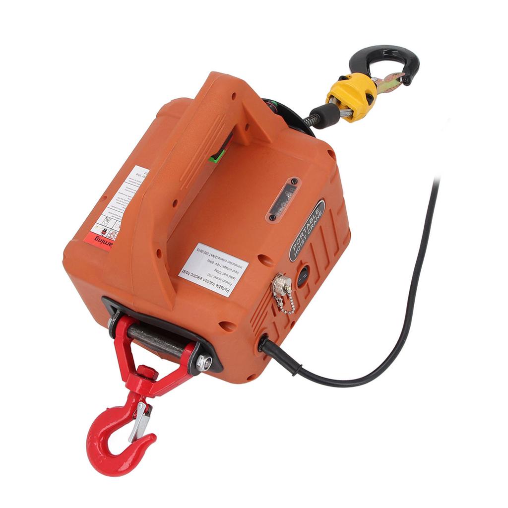 Electric Hoist Winch 3 in 1 1540lbs 1500W Portable Power Crane 7.6m Lifting Traction Towing 4m min for Warehouse
