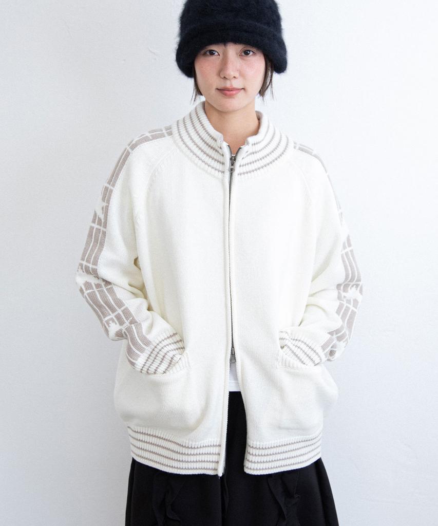 ISTKUNST Star Track Knit Zip Up_Ivory(Ik2Ffmk684A)