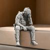jijijing 3D Printed Soldier Figurine Ornament, Sitting Tactical Statue, Funny Tired Sculpture for Table Shelf Edge Decor