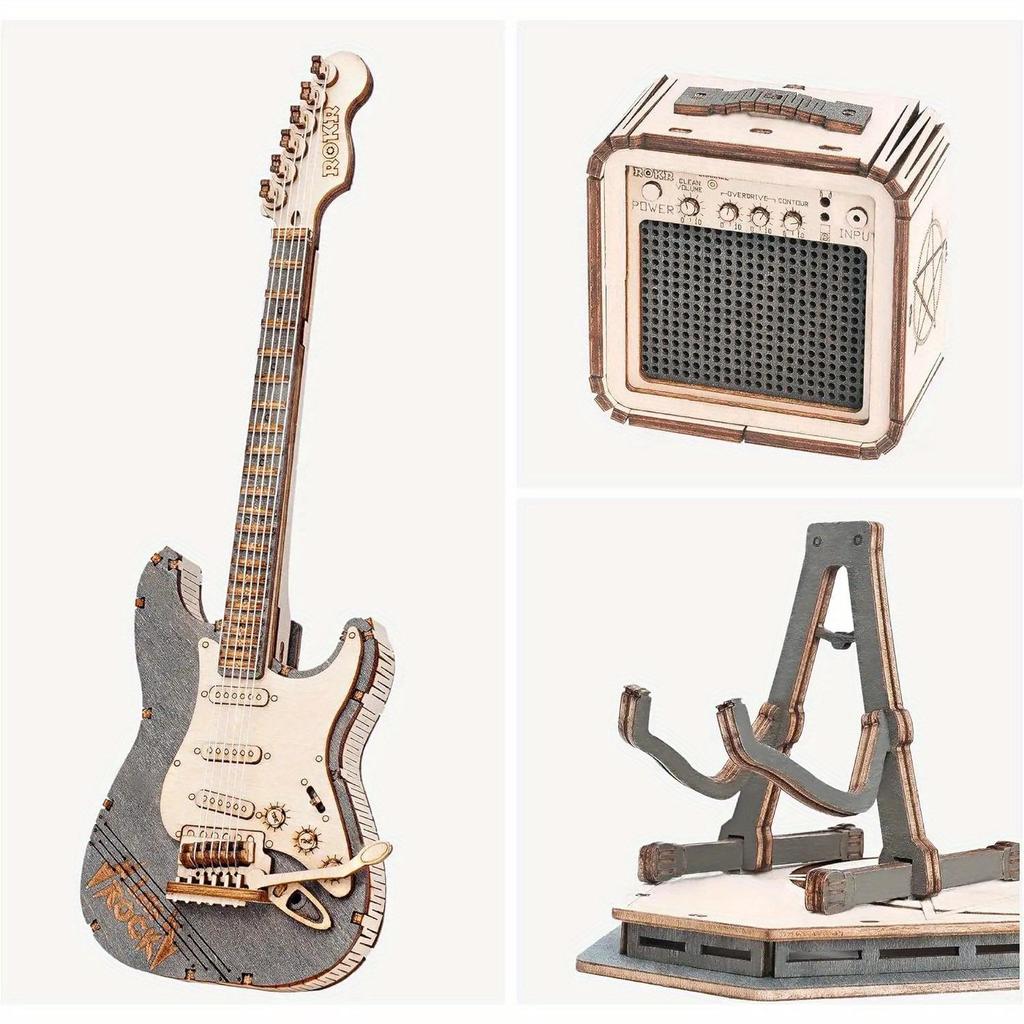 ROBOTIME ROKR Guitar Model 3D Wooden Puzzle TG605K