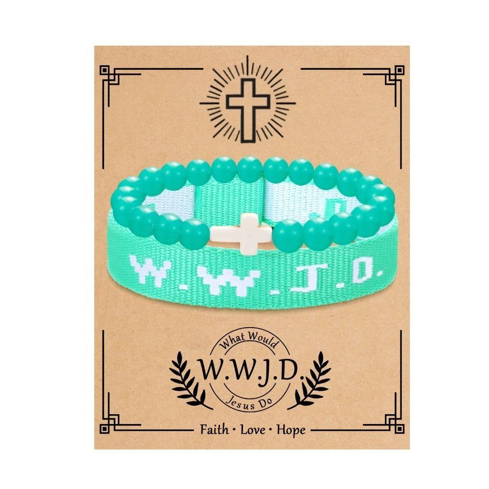 

2 шт. Надихаючі християнські хрести Подарунки Релігійні плетені мотузкові браслети Нові браслети ручної роботи зелений