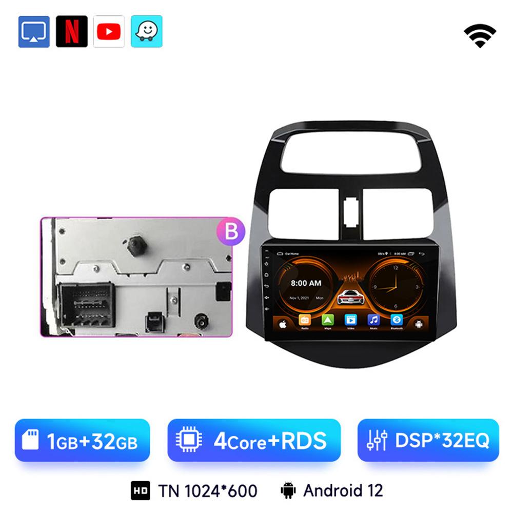 Radio samochodowe 9" do Chevrolet Spark Beat Matiz Creative 2010 - 2014 Android 12 Carplay Odtwarzacz multimedialny wideo Jednostka główna