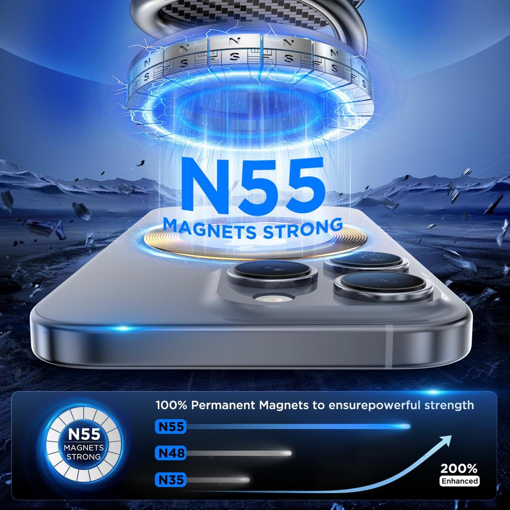 Vacuum Magnetic Phone Holder Stand With Suction Cup - Ultra Long Metal Arm & 360° Adjustable Car Phone Mount For All Smartphones, All Car Models