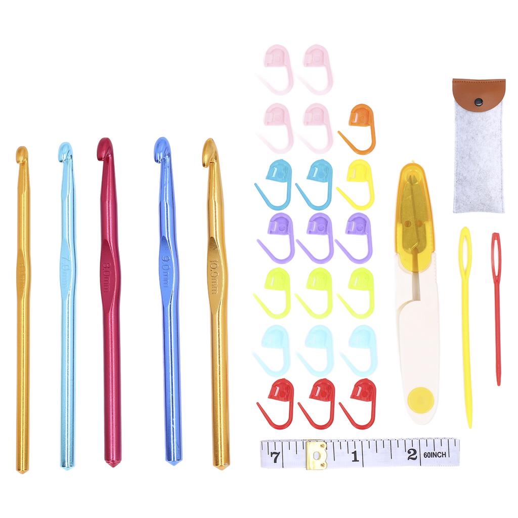 Cheap Crochet Hooks Aluminum Material Ergonomic Handle Detailed Size