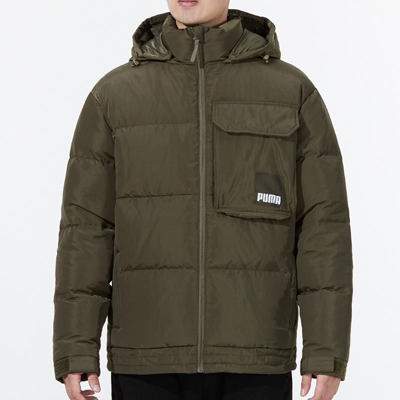 Puma Oversized Pocket Down Jacket with Hood Men Jackets Olive 532915-44